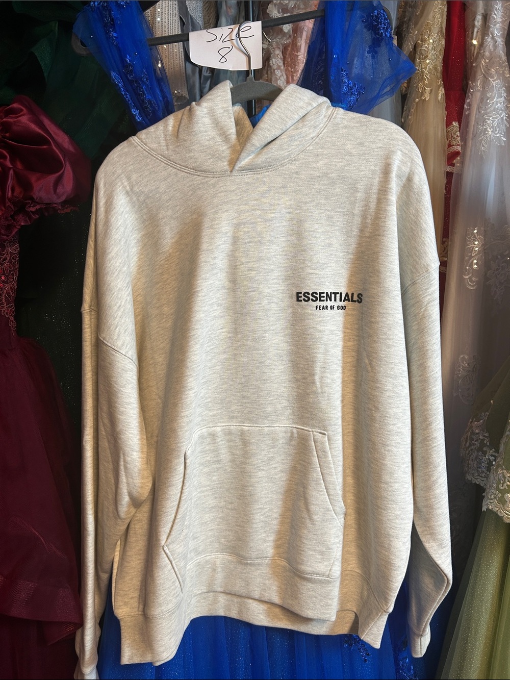 ESSENTIALS Light Gray Men's Pullover Hoodie